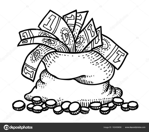 Мешок с деньгами раскраска