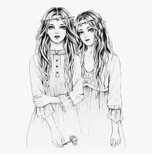 Лучшие подруги. Раскраска