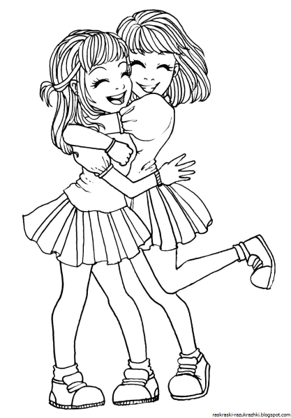 Раскраска девочкам. Подружки