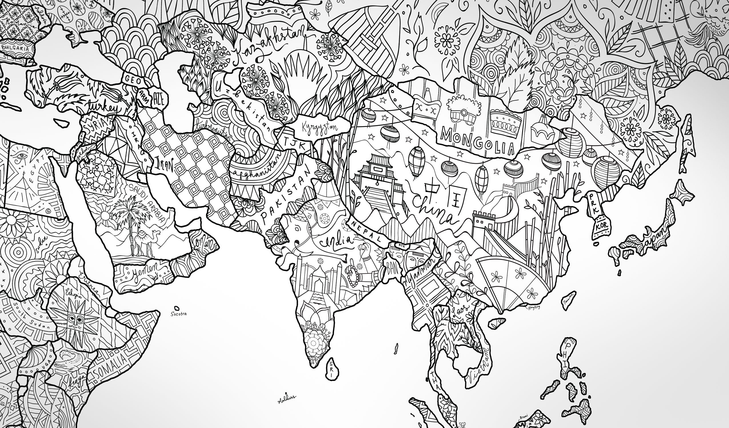 Карты стран раскраски. Карта мирароскроска. Карта черно белая.