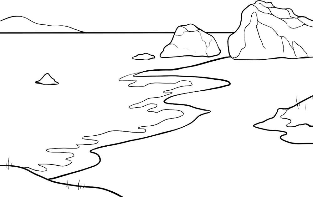 Рисунок реки озера или моря