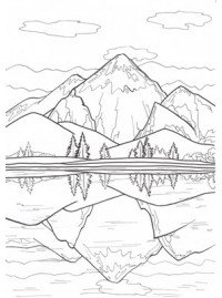 Горы и озеро раскраска