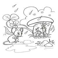 Раскраска к сказке Сутеева под грибом