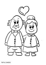 Раскраска бабушка и дедушка