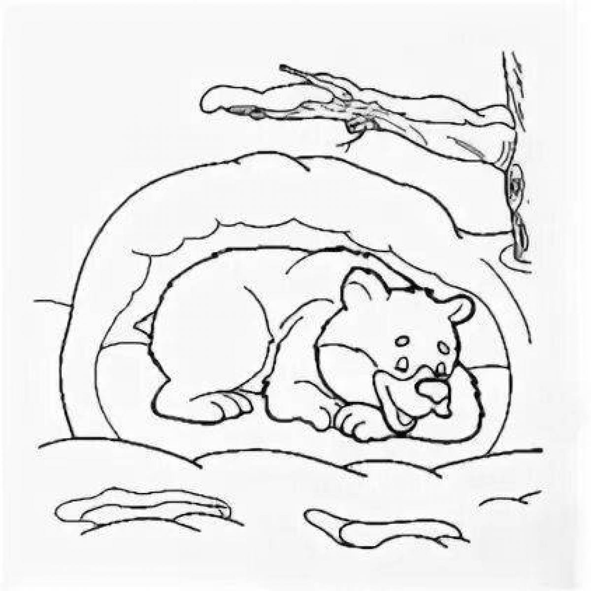 Раскраска Медвежья берлога | Раскраски для детей печать онлайн