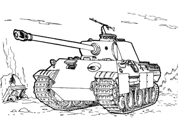 Раскраска танк т34 Военная техника