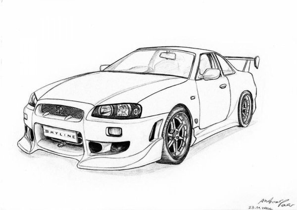 Раскраска Nissan Skyline r34