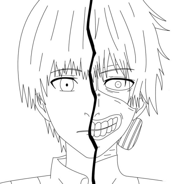 Токийский гуль Канеки Кен раскраска