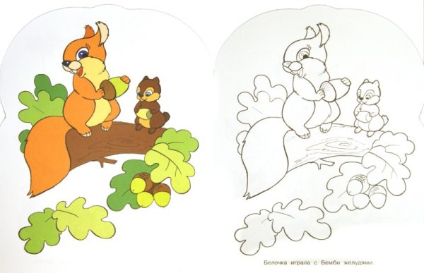 Животные раскраска с образцом