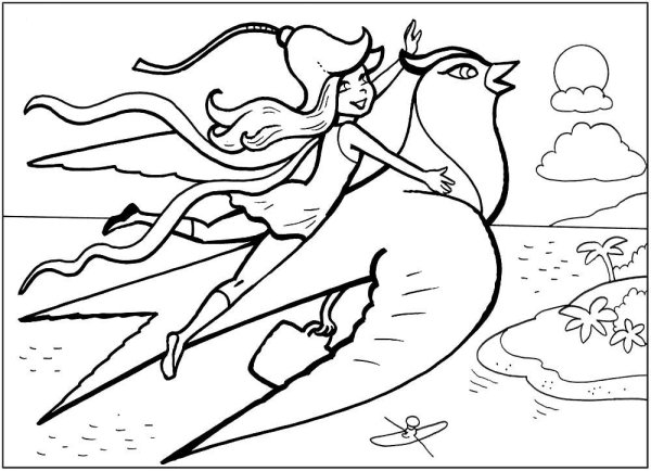 Дюймовочка раскраска для детей