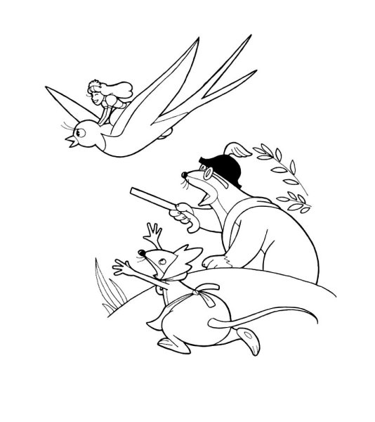 Раскраска к сказке Дюймовочка