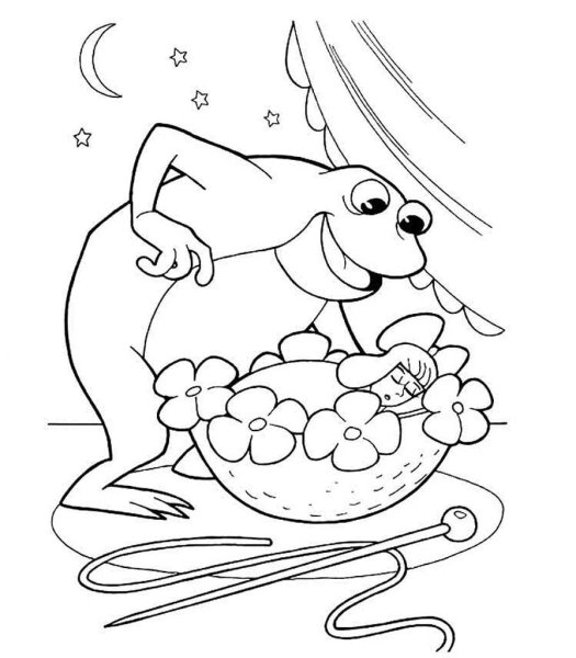 Ганс христиан Андерсен Дюймовочка раскраски