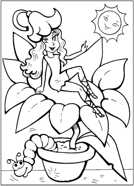 Дюймовочка раскраска