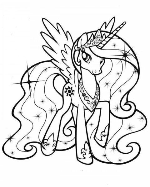 Раскраска Лунная пони и принцесса Селестия