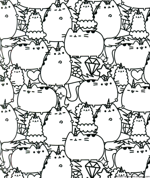 Раскраски Каваи Пушин