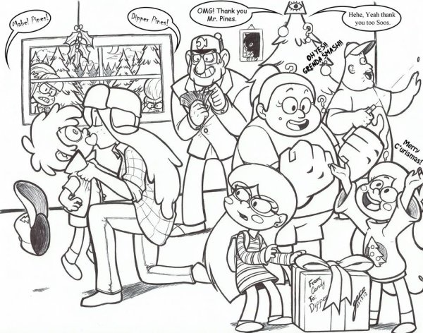 Семья Гравити Фолз раскраска