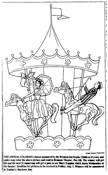 Карусель Мэри Поппинс рисунок для детей лёгкий