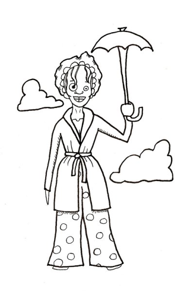 Раскраска Мэри Поппинс с зонтиком
