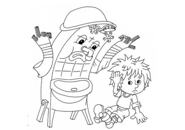 Раскраска умывальник Мойдодыр