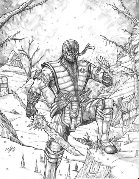 Scorpion мортал комбат раскраска