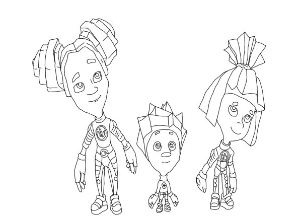 Раскраска Фиксики шпуля и Верта