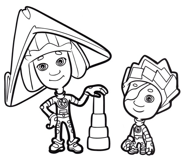 Раскраска Фиксики Симка и Нолик