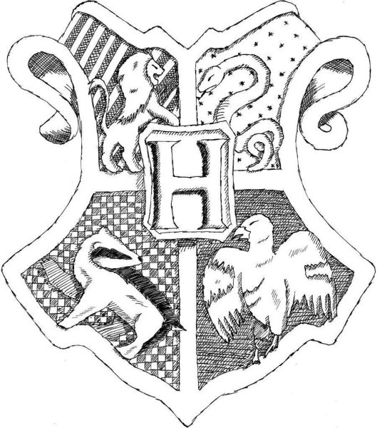 Гарри Поттер герб Хогвартса раскраска