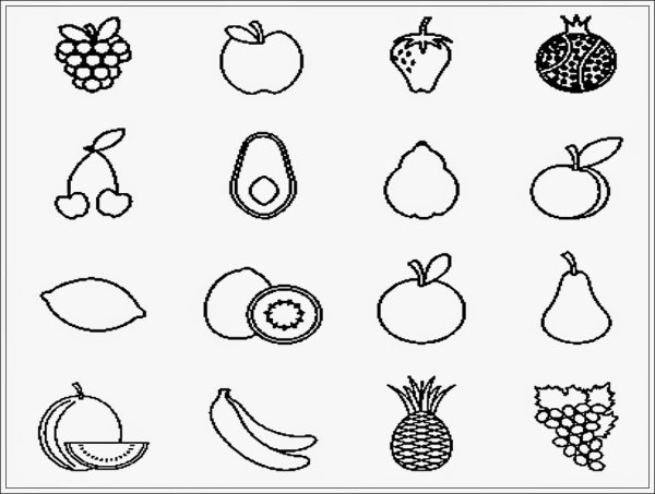 Раскраски маленькие фрукты