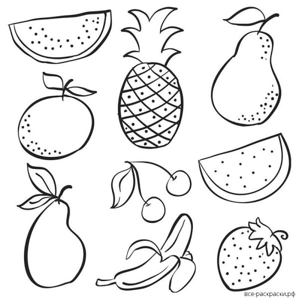 Набор фруктов раскраска