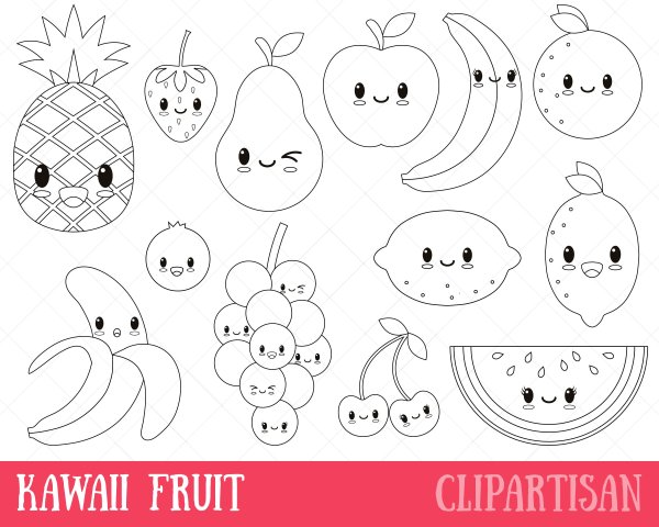 Милые фрукты раскраска