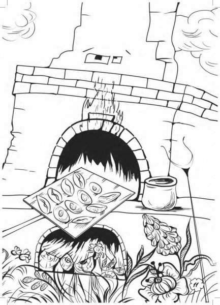 Раскраска к сказке госпожа Метелица