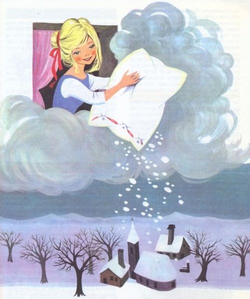 Раскраска госпожа Метелица братья Гримм