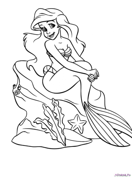 Раскраска Дисней Ариэль