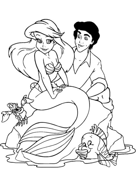 Русалочка Ариель Раскрасска