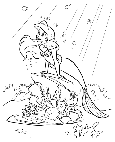 Русалочка Ариель Раскрасска