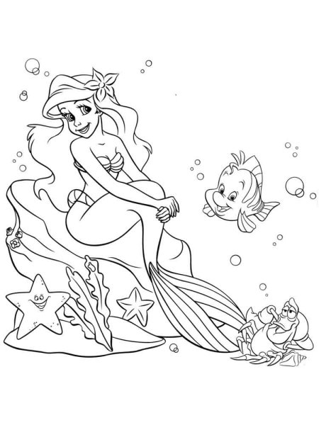 Русалка Ариель расскраска