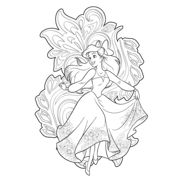 Раскраска Русалка Ариэль в платье