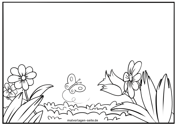 Поляна с цветочками раскраска