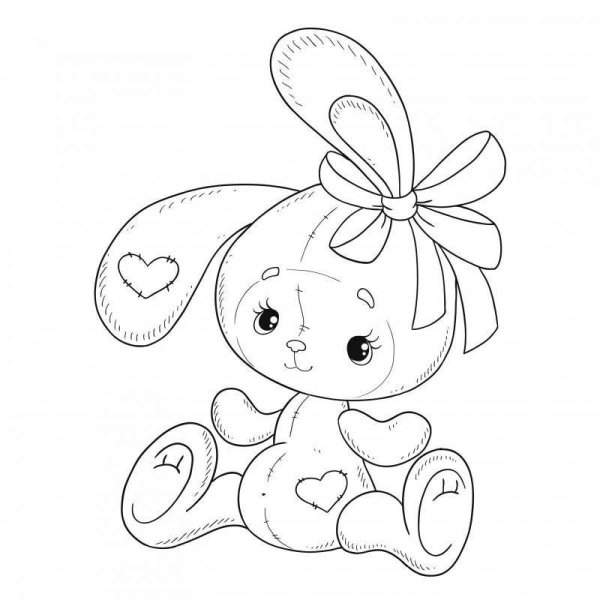 Зайчик игрушка раскраска для детей