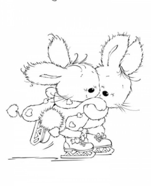 Раскраска мишка и Зайка