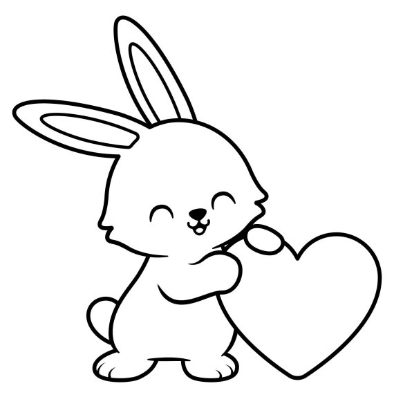 Раскраска зайчик с сердечком