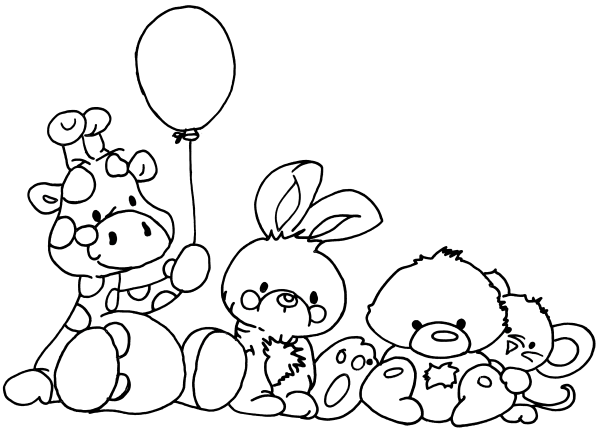 Заяц с шариками раскраска
