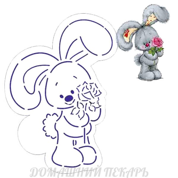 Трафарет зайчик с цветами