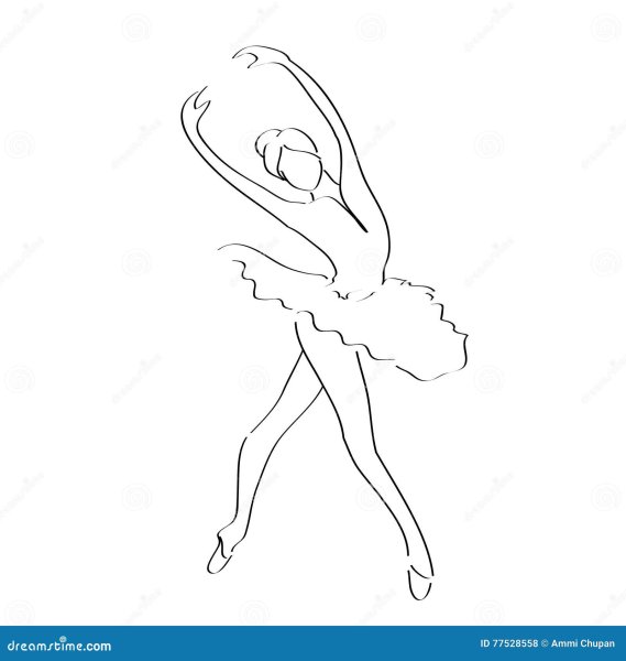 Силуэт балерины карандашом