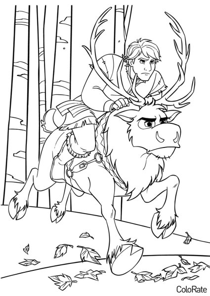 Раскраска Холодное сердце Свен и Кристоф