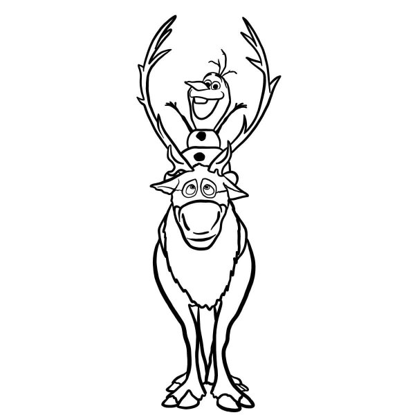 Раскраски Холодное сердце Олаф и Свен