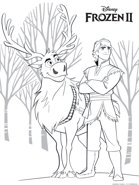 Раскраска Холодное сердце Кристофф и Свен