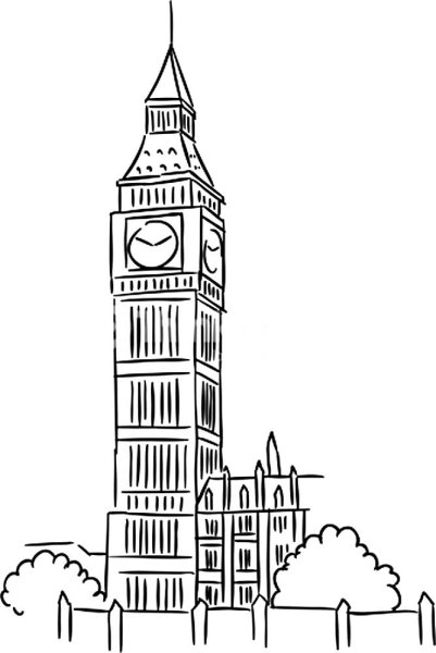 Башня Биг Бен для срисовки