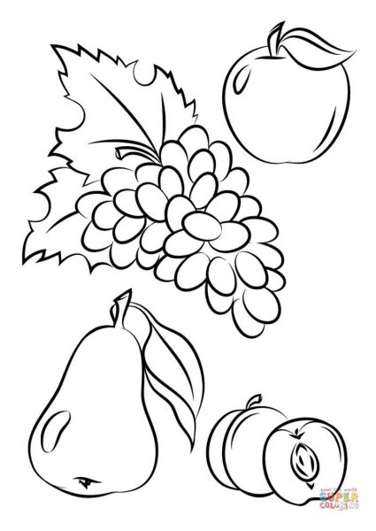 Фрукты. Раскраска для малышей