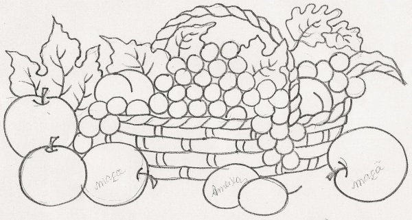 Натюрморт с фруктами раскраска